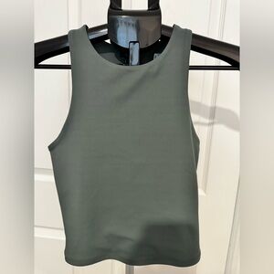 Express Olive High-Neck body contour Crop Tank Top